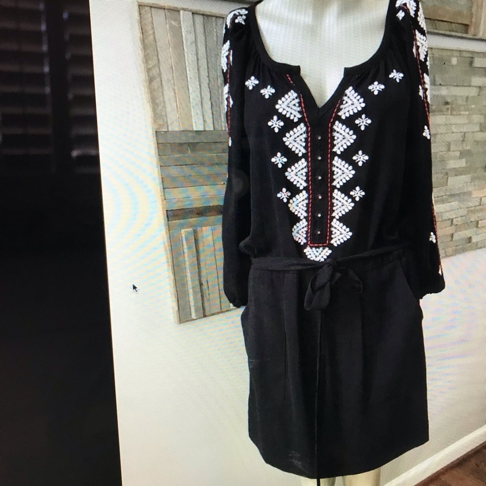 Nanette Lepore Embroidered Black & White Shift Dress